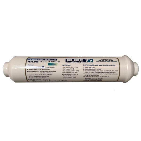 Premium Inline Sediment Filter, 5 Micron, size 2"x10"