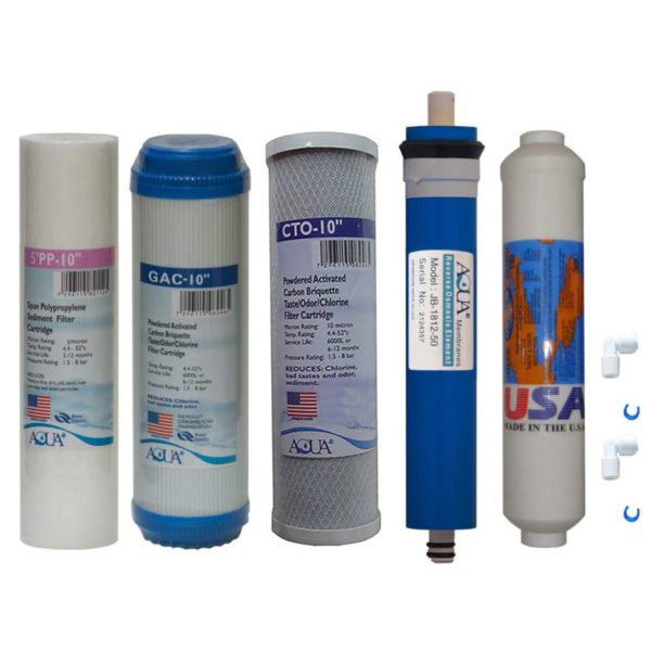 Universal 5 stage Reverse Osmosis Replacement Filter set with 50 GPD membrane