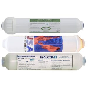 3 Filter Set for 4-stage Aquarium Countertop RO Systems, including Sediment, T28 and DI inline filter cartridges - Image 1