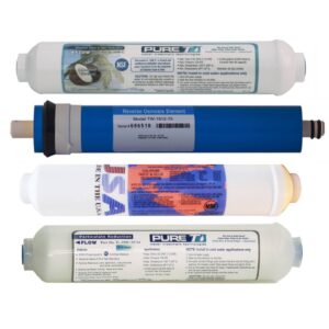4 Filter Set for 4-stage Basic Countertop RO Systems, including Sediment, T28, 75 or 150 GPD membrane, and T33 inline filter cartridges