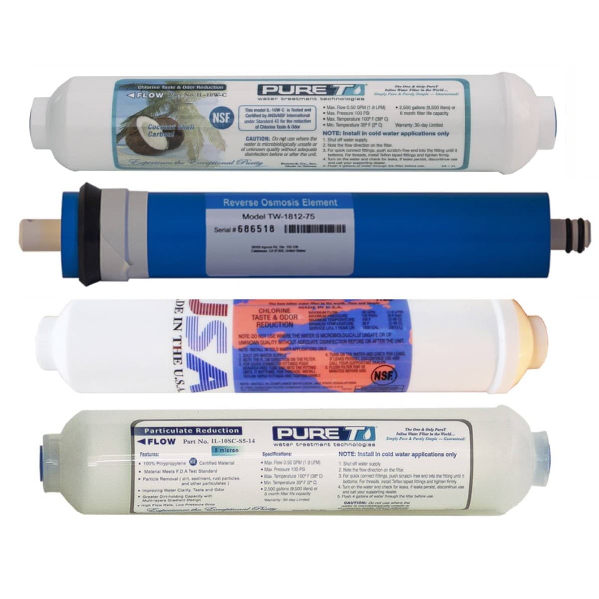 Basic 4 Filtration 4-Stage Basic Countertop RO Replacement Filter Set – Sediment, T28, RO ...