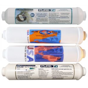4 Filter Set for 5-stage Universal Countertop RO Systems, including Sediment, T28, DI and T33 inline filter cartridges