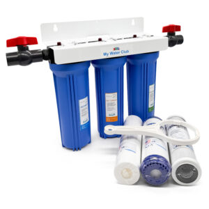 3-Stage Whole House Water Filtration System, 3/4″ Port with 2 valves and Extra 3 Filters Set - Image 1